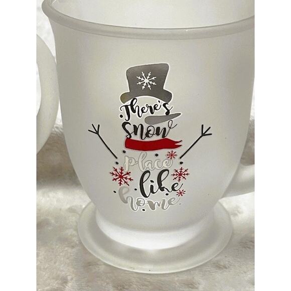 Holiday Frosted Snowmen 14.6oz Coffee Mug Pair "There's No Place Like Home"-NEW - Picture 4 of 6